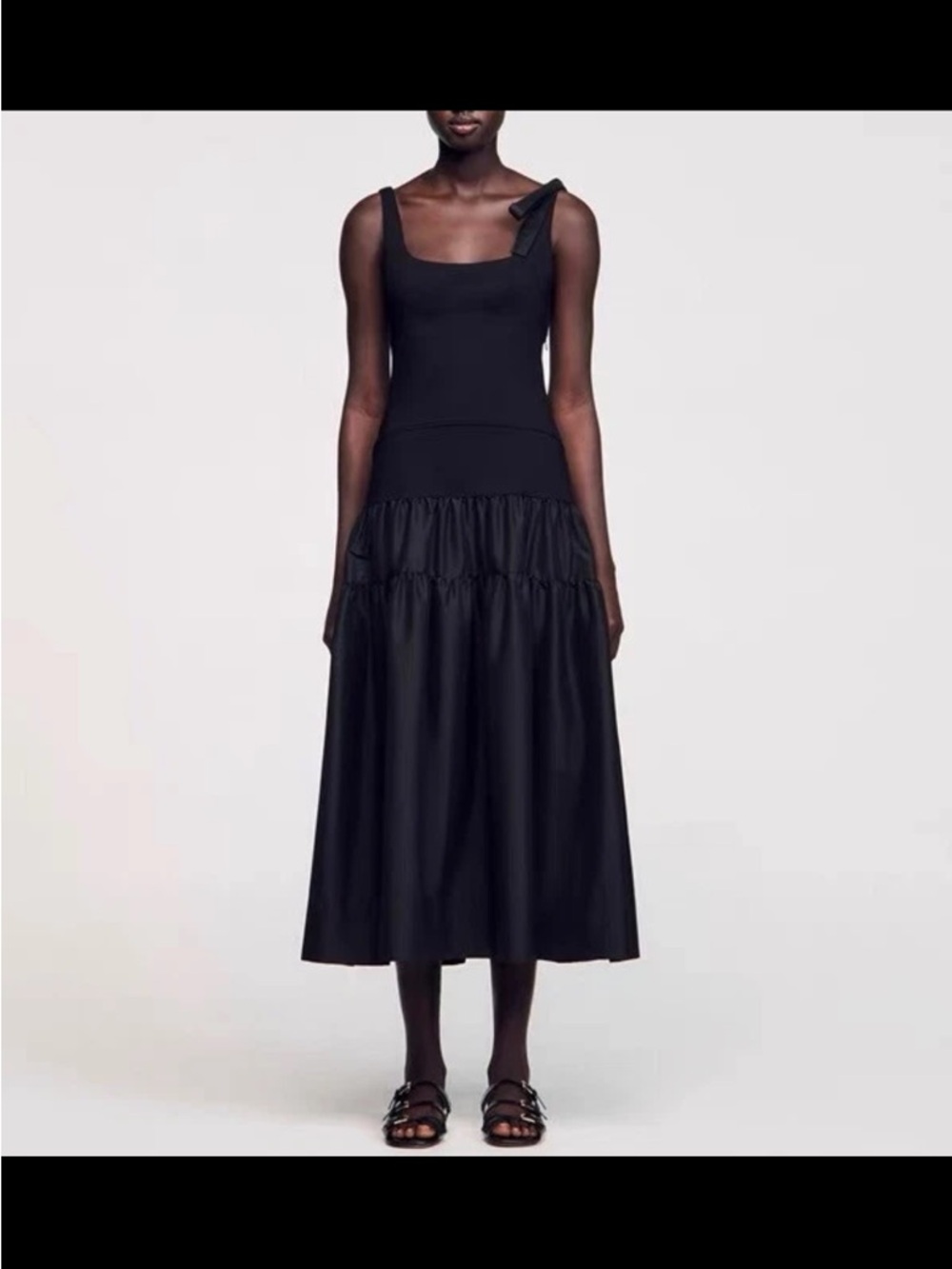 ISO Sandro Long Dual Material Dress
